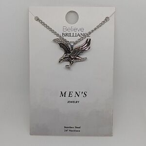 NWT Believe by Brilliance Men's 24" Stainless Steel Hunting Eagle Pendant Chain
